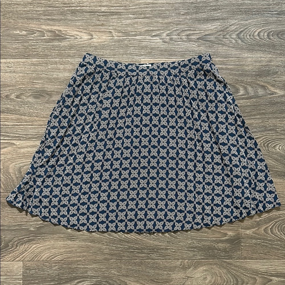 NEW J. Crew Size 10 Pleated Mini Skirt Seaport Blue Autumn Lined Print Preppy
